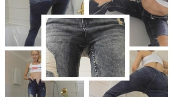 Extremer MEHRFACH Piss – Skinny Jeans läuft aus allen Fasern (Wunschvideo)