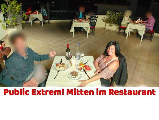 Public Extrem! Mitten im Restaurant gefickt! 3 Mal Fick-Sosse zum Nachtisch  