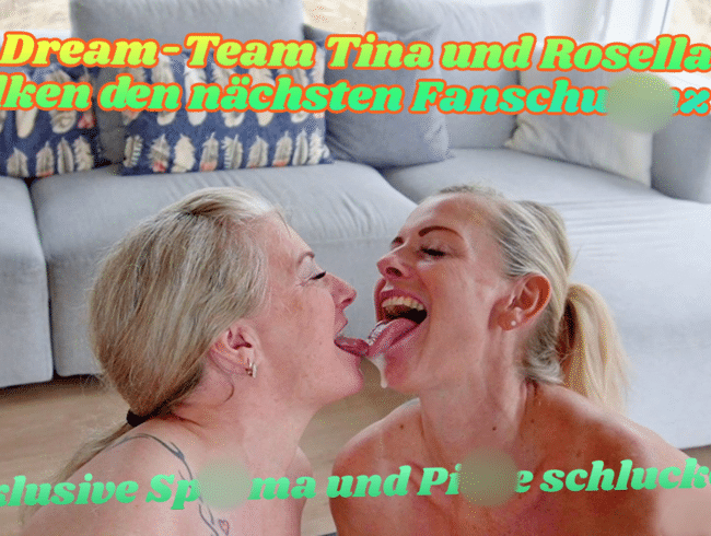 Dream-Team Tina und Rosella melken den nächsten Fanschwanz ab! Inklusive Sperma und Pisse schlucken!