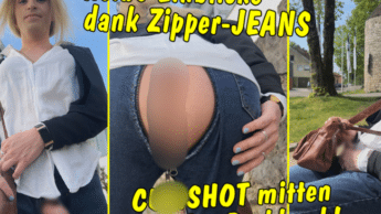 Heiße Einblicke dank Zipper Jeans! Da fällt das Wichsen auf der Parkbank viel leichter!!