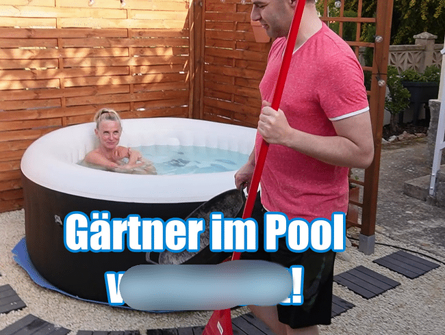 Blank mit dem Gärtner im Pool gefickt!