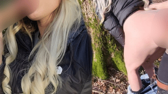 Spontaner Outdoor Fick im Wald mit süßer Blondine in Daunenjacke | Großer Cumshot