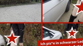 Geiler dicker Pissstrahl trifft auf weißes Auto – Natursekt